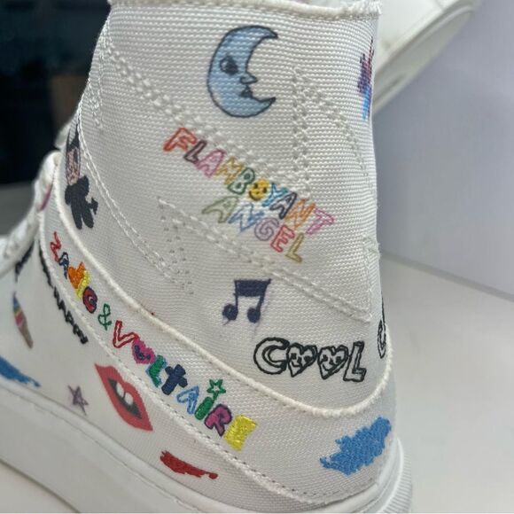 Zadig and Voltaire LA Flash Platform ZV1747 High Tops White/multicolor, 5 NIB - Picture 7 of 13